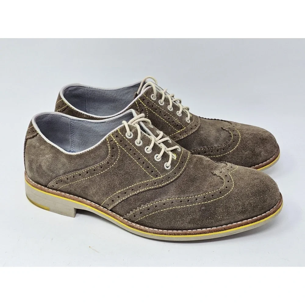 Johnston & Murphy Flex System Shoes Mens Size 9 Brown Suede Wingtip Oxford